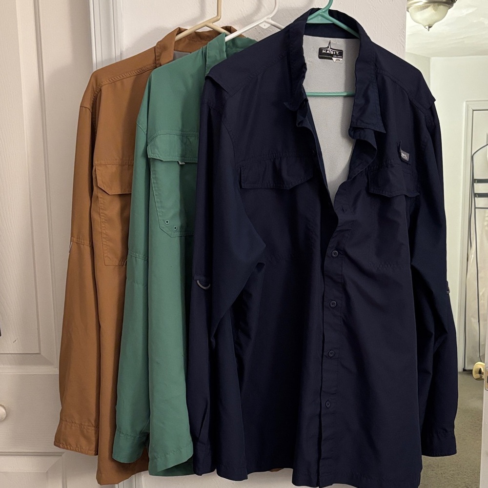 Men's Casual Button Down Shirts - Navy, Green, and Brown